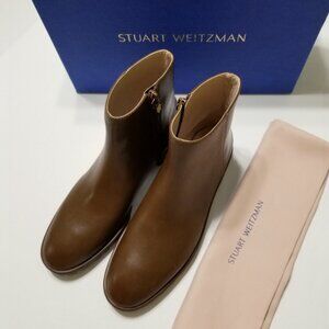NIB Stuart Weitzman Maelie Leather Ankle Boots Bootie in Coffee (Brown) Size 10